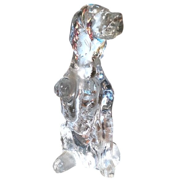 Vintage Dog Figurine 6" Clear Glass Handcrafted Canine Sculpture - Picture 1 of 9